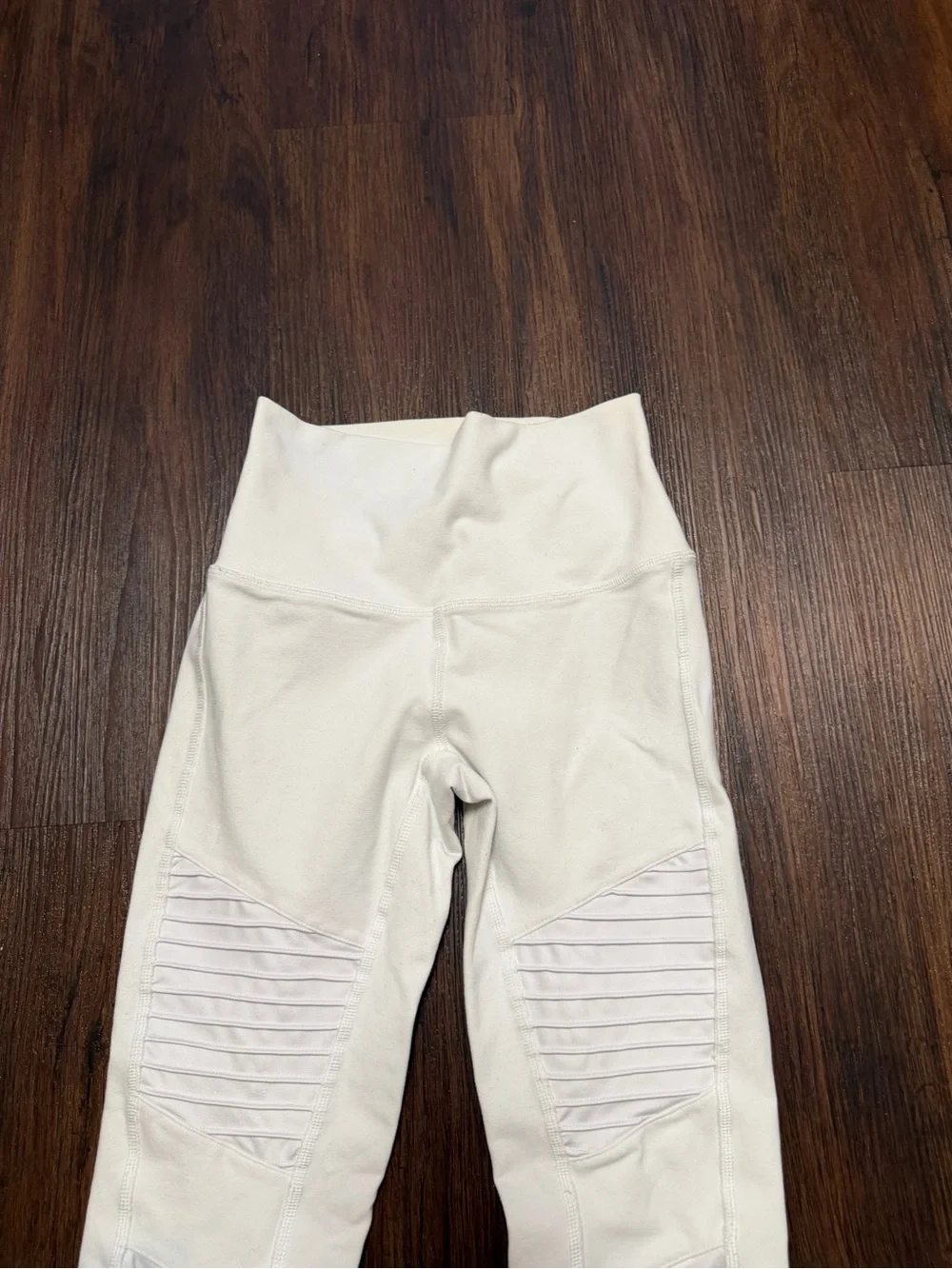 Alo White Ribbed Moto Leggings - Activewear